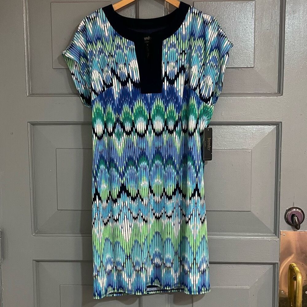 Laundry by Shelli Segal Tribal Vacation Resort Wear Shift Round Neck Dress Sz S